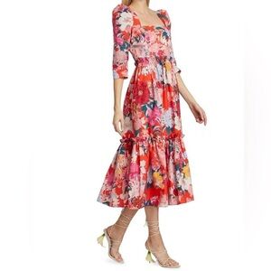 CARA CARA BLUE HILL DRESS IN JAPANESE FLORAL RED